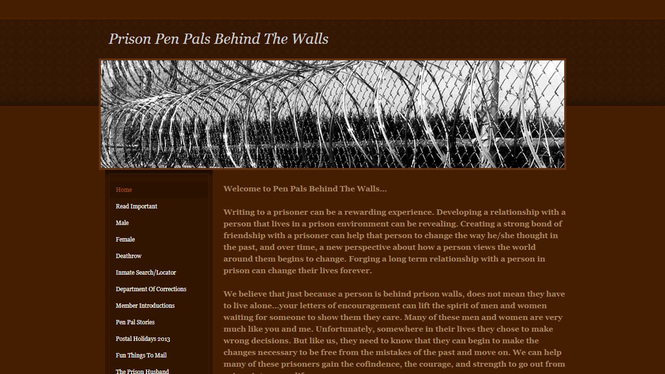 Prison Pen Pals Behind The Walls - Home