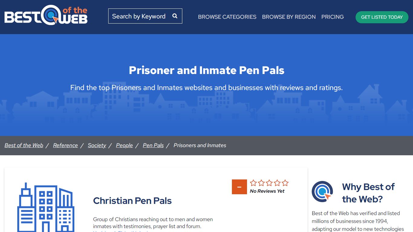 Prisoner and Inmate Pen Pals - Best of the Web Directory